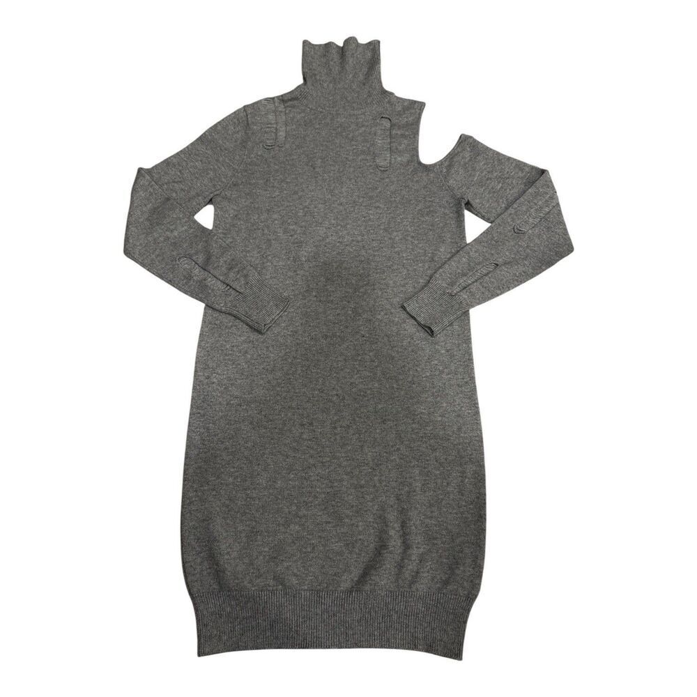 FOREVER 21+ Gray Cold Shoulder Turtleneck Sweater Dress Women’s 0X - Picture 2 of 9